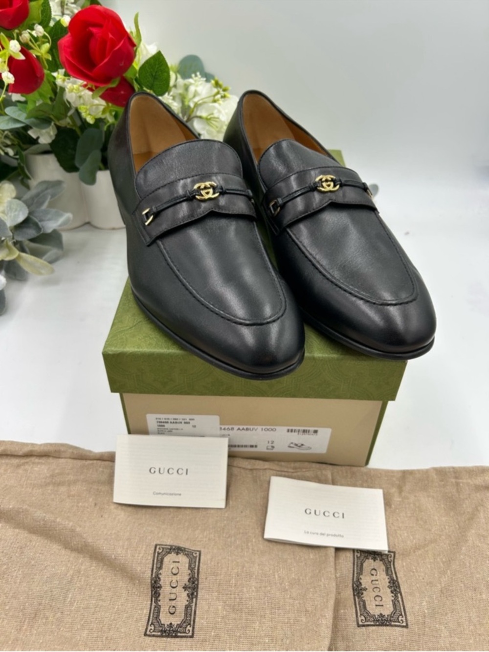 Men’s Gucci interlocking G logo leather loafers size 12 made Italy - Picture 4 of 9